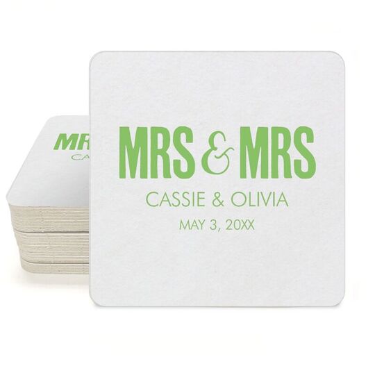 Bold Mrs & Mrs Square Coasters